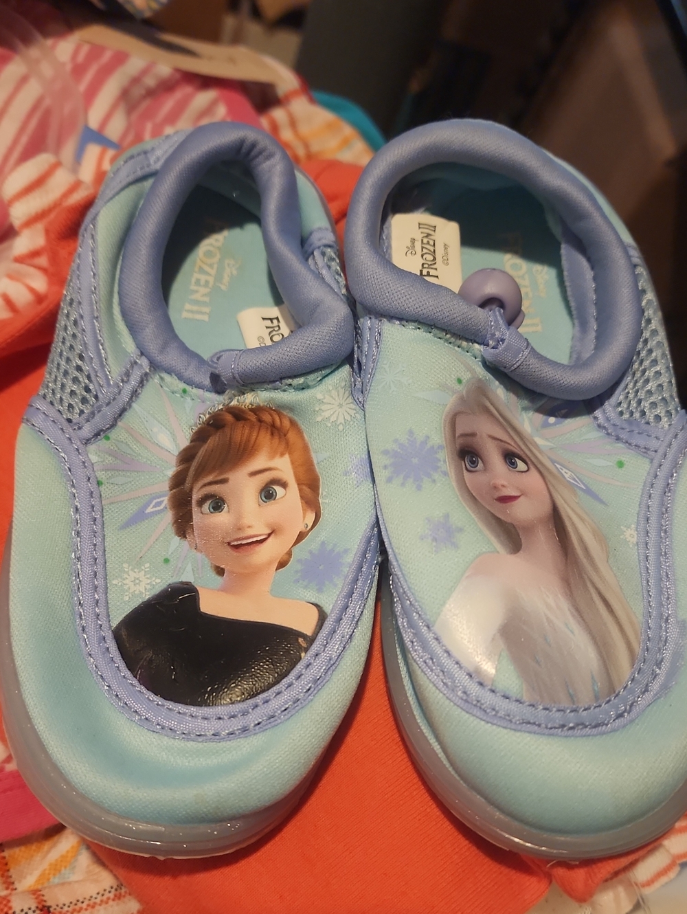 Sz 9/10 Kids Frozen II Water Shoes With Adjustable Ankle Strap
